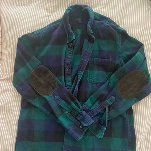 J. Crew Buffalo Check Button Down with Elbow Patches